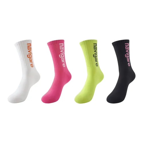 NAVIGARE [4 пачки] 1 белый + 1 пудра + 1 зеленый + 1 черный тональная основа мужские носки до колена