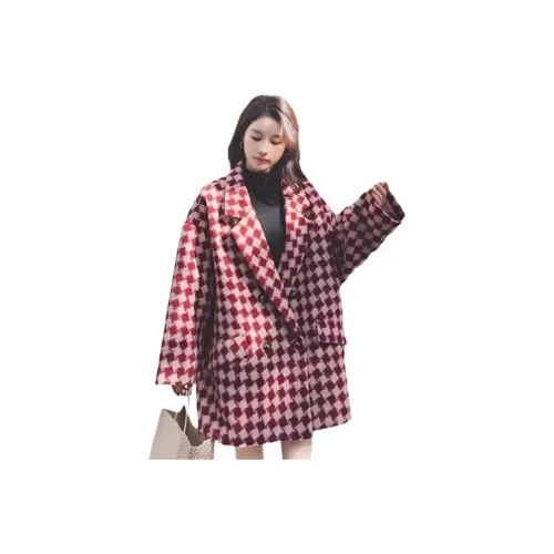 REMOULD Red Plaid Insulated Women's Coat REMOULD Красный Клетчатый Утепленный Женский Пальто
