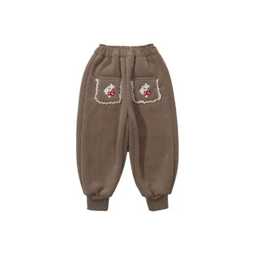 SHIBU Hanzi Одежда Кролик Вельвет С флисовой подкладкой Брюки Хаки Предшкольные Тренировочные Штаны