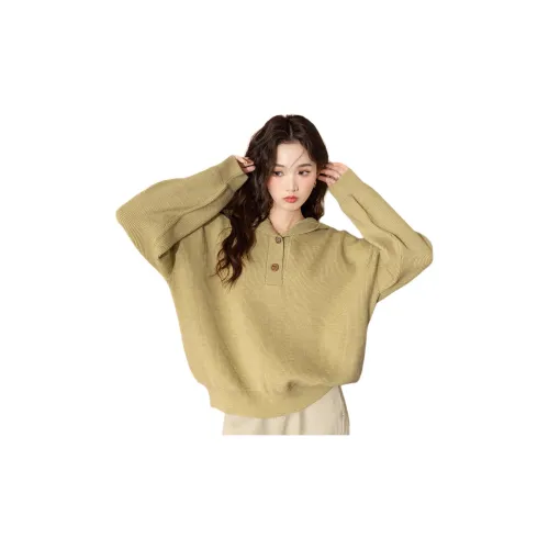 Tonlion Свитер Женский Серый Желтый Зеленый