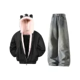 Черный Розовый Гора Hawk Хлопок Костюм + Желтые Грязные Брюки