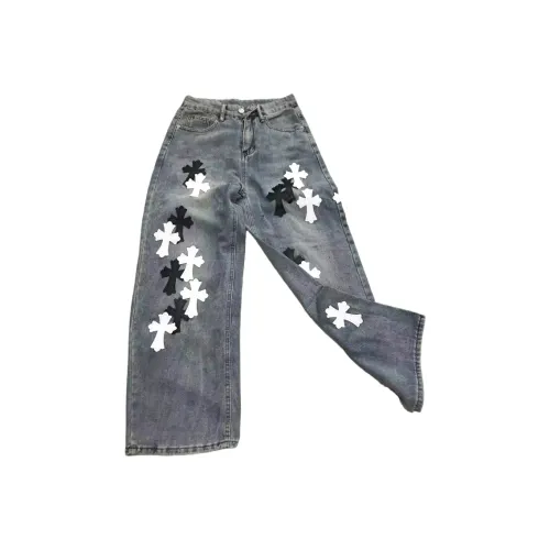 QEWBG Выстиранный Синий [Утолщенный 3D Эффект Этикетка] Унисекс Джинсы