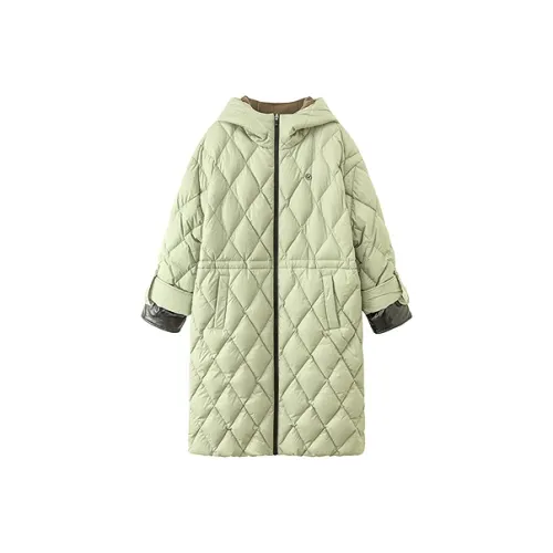 CHUU Серый Горох Зеленый Женский Пуховик