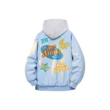 Светло-синий хлопковый пуховик (в комплекте с высококачественным белым и серым свитшотом с фотокемией)