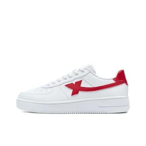 XTEP Air Force 1 Slip-resistant Abrasion-resistant Low Top Skateboard Shoes Men's White Red XTEP Air Force 1 Противоскользящие Устойчивые к истиранию Низкие Кеды для скейтбординга Мужские Белый Красный