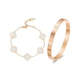 Белый браслет с клевером + браслет