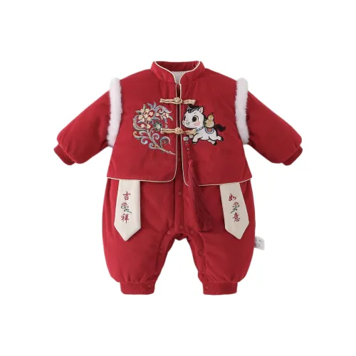 XiaoJinBu Красный Малыш Комбинезоны Ползунки