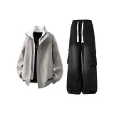 Хаки топ + черные штаны с флисовой подкладкой