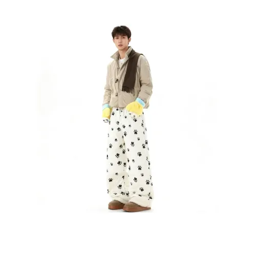 W7H1 Экрю Унисекс Хлопок Брюки