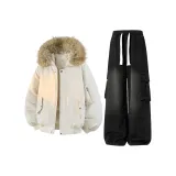 Хаки топ + черные штаны с флисовой подкладкой