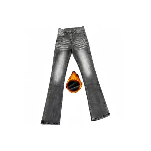 Chisportate Черный Серый Флисовые Подкладочные Унисекс Джинсы