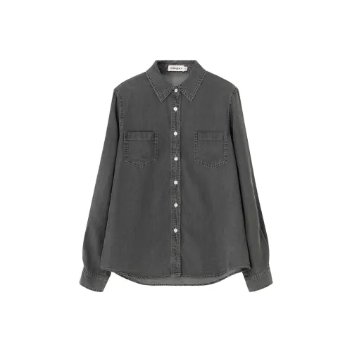SOON FLOWER Темно-серые Женские Рубашки