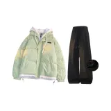 Лилия Зеленое Пальто + Черные Штаны [С флисовой подкладкой]