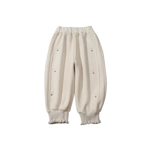 SHIBU Le Xiaoxia KZ55131 Боковые швы Композитный Ребристый Брюки Бежевый Предшкольные Тренировочные брюки