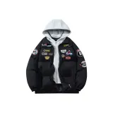 Чёрный с серым капюшоном