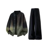 Зелёный топ + чёрные штаны