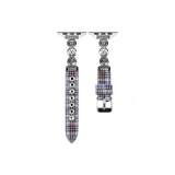 Серебряные пуговицы с фиолетовым узором в клетку