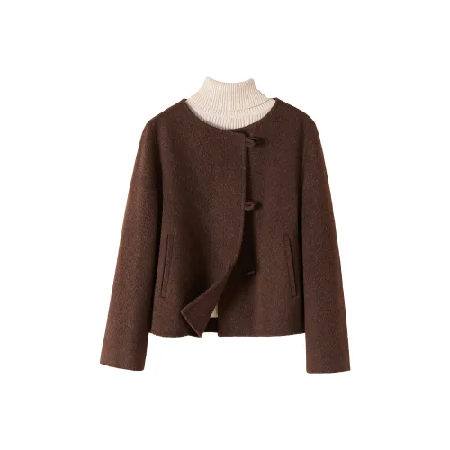 TOUCH Укороченное пальто женское кофейного цвета