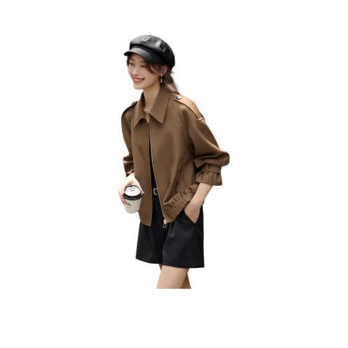 Mo Han Yi Mei Куртки и Пальто Женские Темный хаки