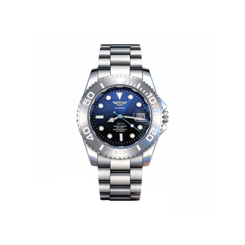 IBSO Бентли Excellence Механический механизм ремешок из нержавеющей стали часы для мужчин синий циферблат