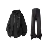 Комплект одежды (Чисто черная ветровка + черные штаны)