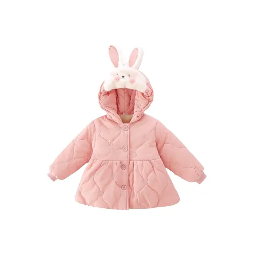 SHIBU Ледяное Сердце Малыш Кролик Ушки Хлопковый пуховик Пальто Розовый Дошкольные Утеплённые куртки