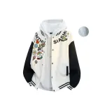 Белый Серый Свитшот [Бейсбольная куртка Улучшенная Утепленная-2000T Сжатый хлопок]