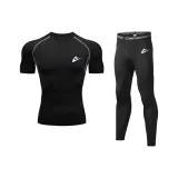 2 шт Комплект (Спортивная рубашка с коротким рукавом + штаны) с белыми полосами