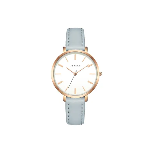 FEYERT Кварцевый механизм кожаный ремешок часы женские белый циферблат