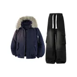 Темно-синий синий топ + черные штаны с флисовой подкладкой