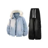 Лунный свет Синий Топ + Черные Штаны с Флисовой Подкладкой