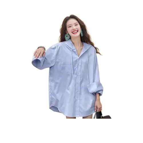 Wbwq Небесно-голубой Женские Рубашки