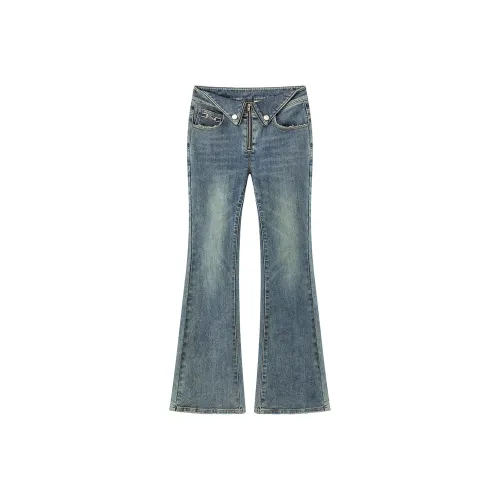 CHUU Medium Denim Blue Women's Jeans CHUU Средний деним синий женский джинсы