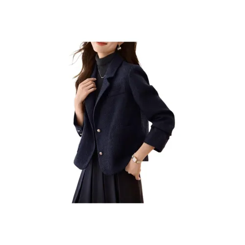 JIAQIULI Темно-синий женский короткий пальто