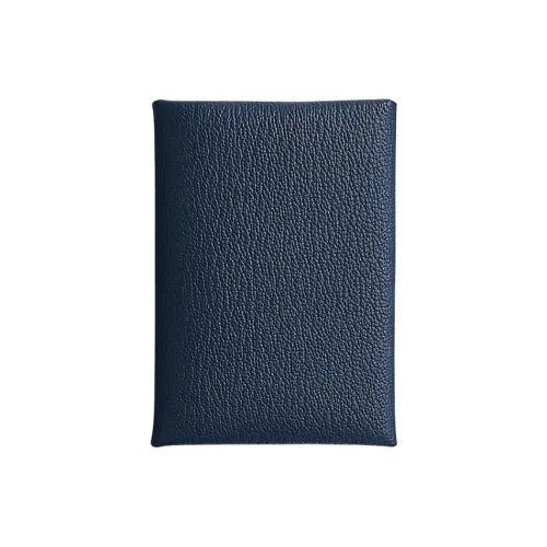 HERMES Calvi Duo Mysore Шевро Картхолдер Женские 7U Темно-синий