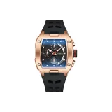 Розовый корпус, черный циферблат, черный ремешок