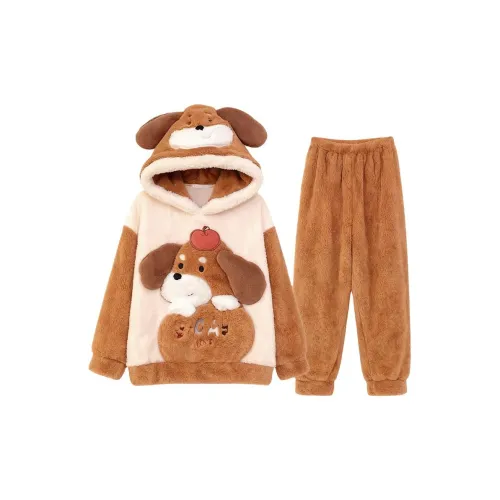 Daiyindie Осенние и зимние пижамы для женщин утолщенные и с флисовой подкладкой термические коралловый флис наборы одежды