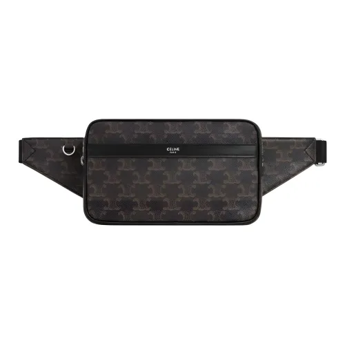 CELINE Triomphe Холст Телячья кожа Бананка Мужской Черный