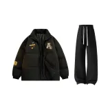 Чёрная куртка с подкладкой + чёрные штаны с флисовой подкладкой