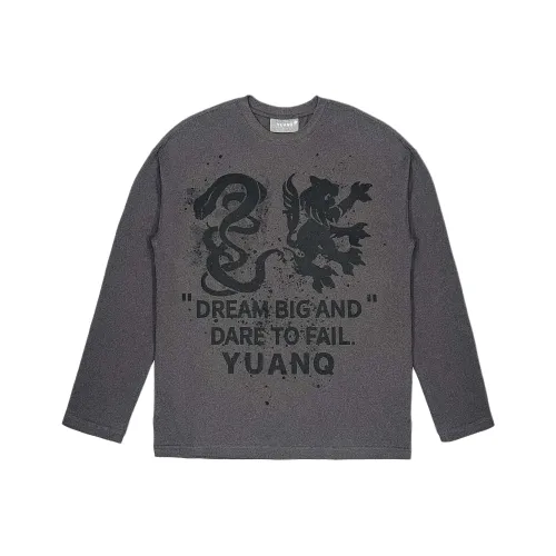 YUANQ Темно-серый унисекс T-рубашки