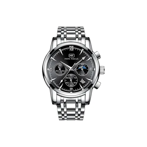 MINIFOCUS Кварцевый механизм ремешок из нержавеющей стали черный циферблат мужские часы