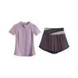Комплект одежды (Фиолетовая рубашка с коротким рукавом + фиолетовые штаны)
