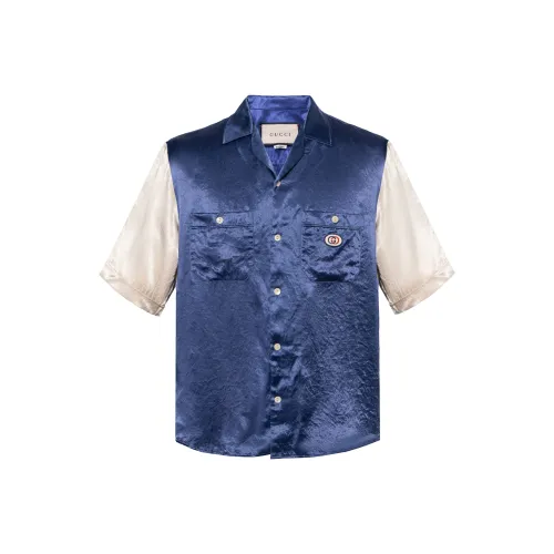 GUCCI Blue Men's Shirts GUCCI Синие Мужские Рубашки