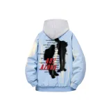 Светло-синий хлопковый пуховик (в комплекте с высококачественным белым и серым свитшотом с фотокемией)