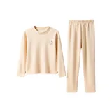 [Кашемир из овечьей шерсти, шелк, термический комплект] Абрикос