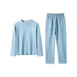 [Кашемир из овечьей шерсти, шелк, термический комплект] Синий