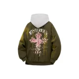 Армейский зеленый хлопковый пуховик (в комплекте с высококачественным белым и серым свитшотом с фотокемией)