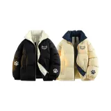 Черный хлопковый пуховик [Абрикосовая этикетка] + Светло-желтый хлопковый пуховик [Темно-синяя этикетка]