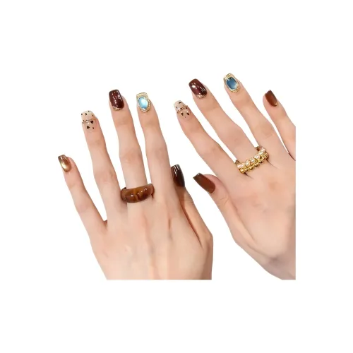 T Z Синий Кошачий глаз Кролик Яйцо False Nail MID Длина (размер в длину) Кофе Series Jump Цвет Блестки