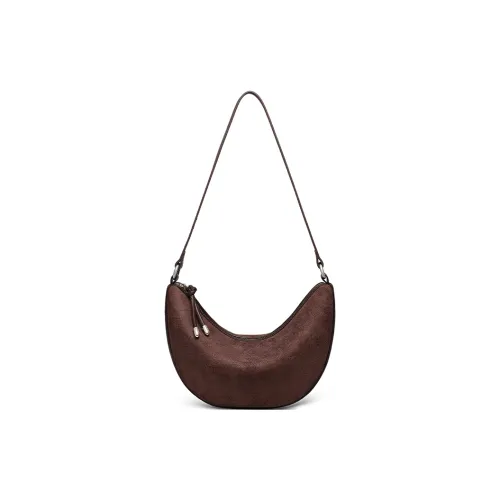 EBLAN Ткань с коровьей кожей сумка на плечо стандартная женская кофейного цвета